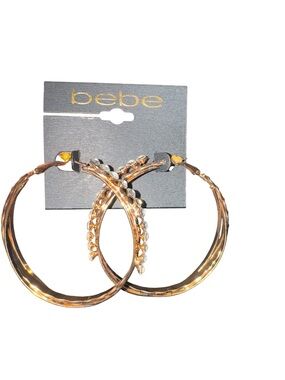 bebe Gold-Tone Faceted Hoop Earrings